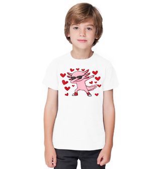 Obrázek 1 produktu Dětské tričko Růžový Dabující Axolotl plný Lásky
