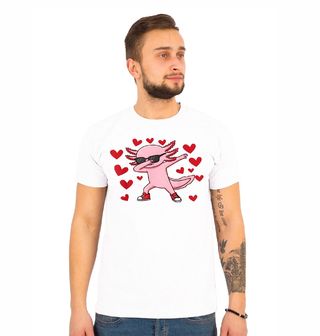 Obrázek 1 produktu Pánské tričko Růžový Dabující Axolotl plný Lásky