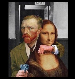 Obrázek 2 produktu Pánské tričko Rukojmí Mona Lisa a Vincent van Gogh (Velikost: M)