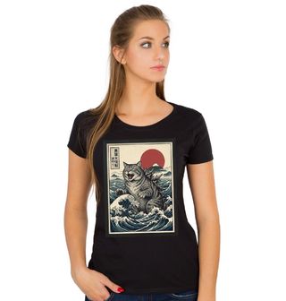 Obrázek 1 produktu Dámské tričko Catzilla Kočičí Godzilla u Kanagawy