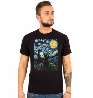 Obrázek 1 produktu Pánské tričko Hvězdná Noc s Kočkou