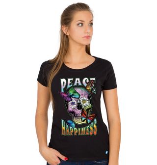 Obrázek 1 produktu Dámské tričko Lebka Mír Je Štěstí