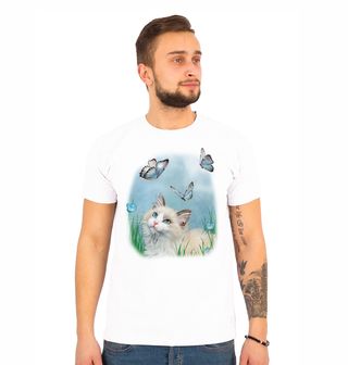 Obrázek 1 produktu Pánské tričko  Kočka a motýli