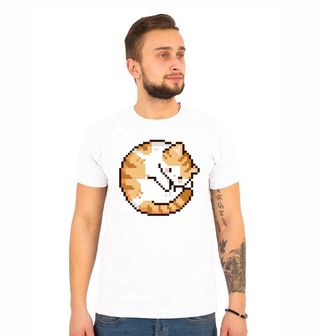 Obrázek 1 produktu Pánské tričko Spící Pixelová Kočka