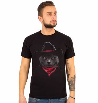 Obrázek 1 produktu Pánské tričko Kočka Kovboj