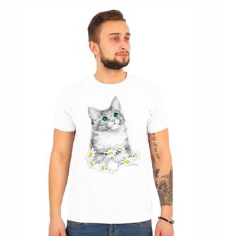 Obrázek 1 produktu Pánské tričko Kočička na jarních rostlinách