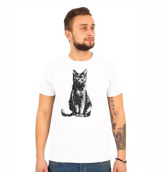 Obrázek 1 produktu Pánské tričko Kočka v Tečkovaném Stylu