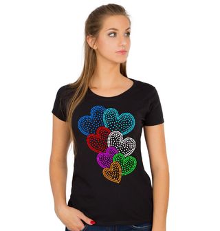 Obrázek 1 produktu Dámské tričko Barevná Srdce z Teček Rhinestone