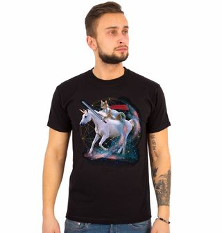 Obrázek 1 produktu Pánské tričko Kočka a Jednorožec Vesmirný Bojovník