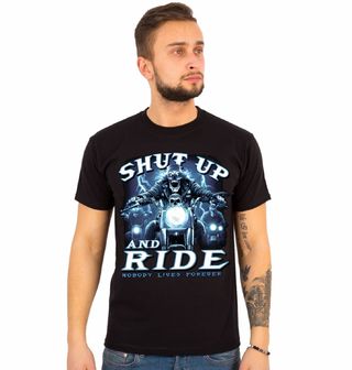 Obrázek 1 produktu Pánské tričko Bleskový Motorkář Shut Up and Ride