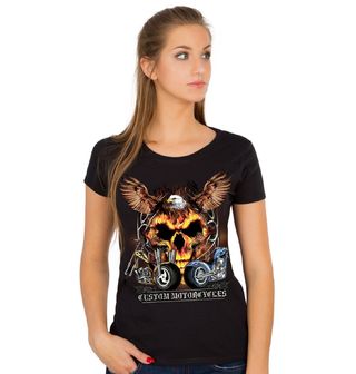Obrázek 1 produktu Dámské tričko Eagle Skull Custom Motorcycles Ohnivá Lebka