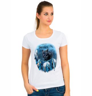 Obrázek 1 produktu Dámské tričko Duchovní Vlk černý Lapač Snů