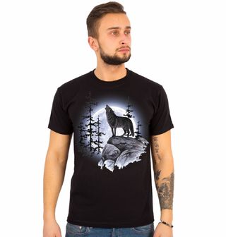 Obrázek 1 produktu Pánské tričko Vlk vyjící na Měsíc
