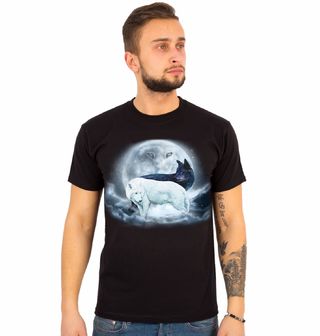 Obrázek 1 produktu Pánské tričko Jin a Jang Černý a Bílý Vlk Při Úplňku
