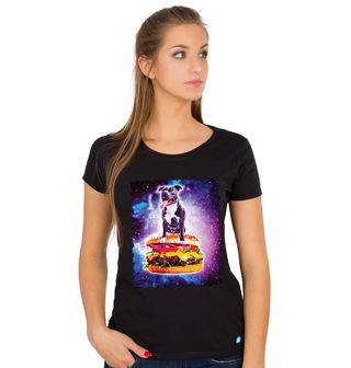 Obrázek 1 produktu Dámské tričko Vesmírný Pitbull řídící burger 