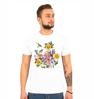 Obrázek 1 produktu Pánské tričko Slunečnice a Kolibříci