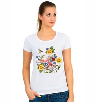Obrázek 1 produktu Dámské tričko Slunečnice a Kolibříci