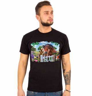 Obrázek 1 produktu Pánské tričko Koně u zahradní brány