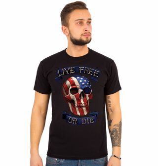 Obrázek 1 produktu Pánské tričko Americká Lebka Žij svobodně nebo zemři (Velikost: 4XL)