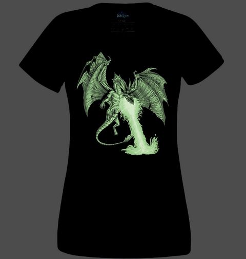 Obrázek produktu Dámské tričko Zelený Ohnivý Drak (SVÍTÍ VE TMĚ)