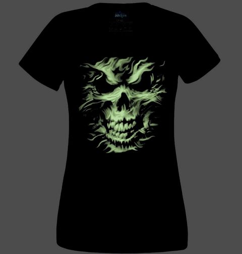 Obrázek produktu Dámské tričko Kouřová lebka (SVÍTÍ VE TMĚ)
