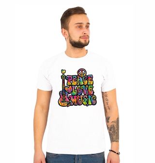Obrázek 1 produktu Pánské tričko Mír, láska a hudba Hippie