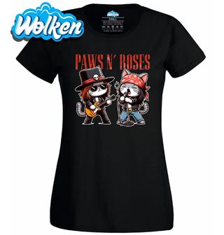 Dámské tričko Paws & Roses Kočičí rocková kapela.jpg