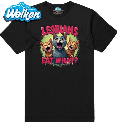 Obrázek produktu Pánské tričko Lesby jí co? Vystrašené Kočky Lesbians Eat What