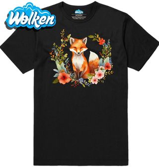 Pánské tričko Liška v Květinách Cute Red Fox.jpg