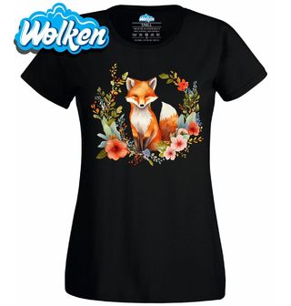 Dámské tričko Liška v Květinách Cute Red Fox.jpg