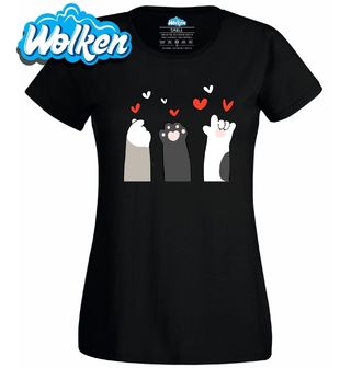 Dámské tričko Tři Kočičí Tlapky Cat Paws Hearts.jpg
