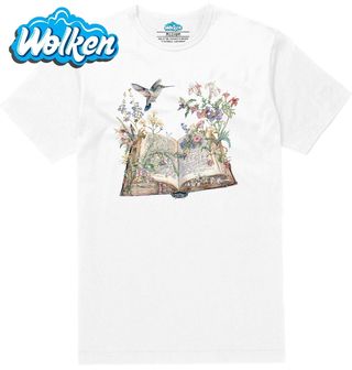 Pánské tričko Kniha Květin a Kolibřík Vintage Book Flowers.jpg