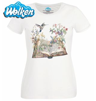 Dámské tričko Kniha Květin a Kolibřík Vintage Book Flowers.jpg
