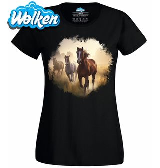 Dámské tričko Běžící Koně po poli Quarter Horse.jpg