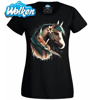 Dámské tričko Bohémský Kůň s květinami Boho Horse.jpg