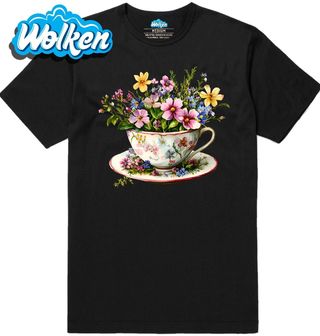 Pánské tričko Šálek květinového čaje Vintage Teacup.jpg