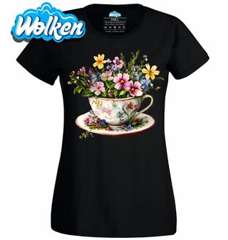 Dámské tričko Šálek květinového čaje Vintage Teacup.jpg
