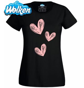 Dámské tričko Tři růžová srdce Three Pink Hearts.jpg