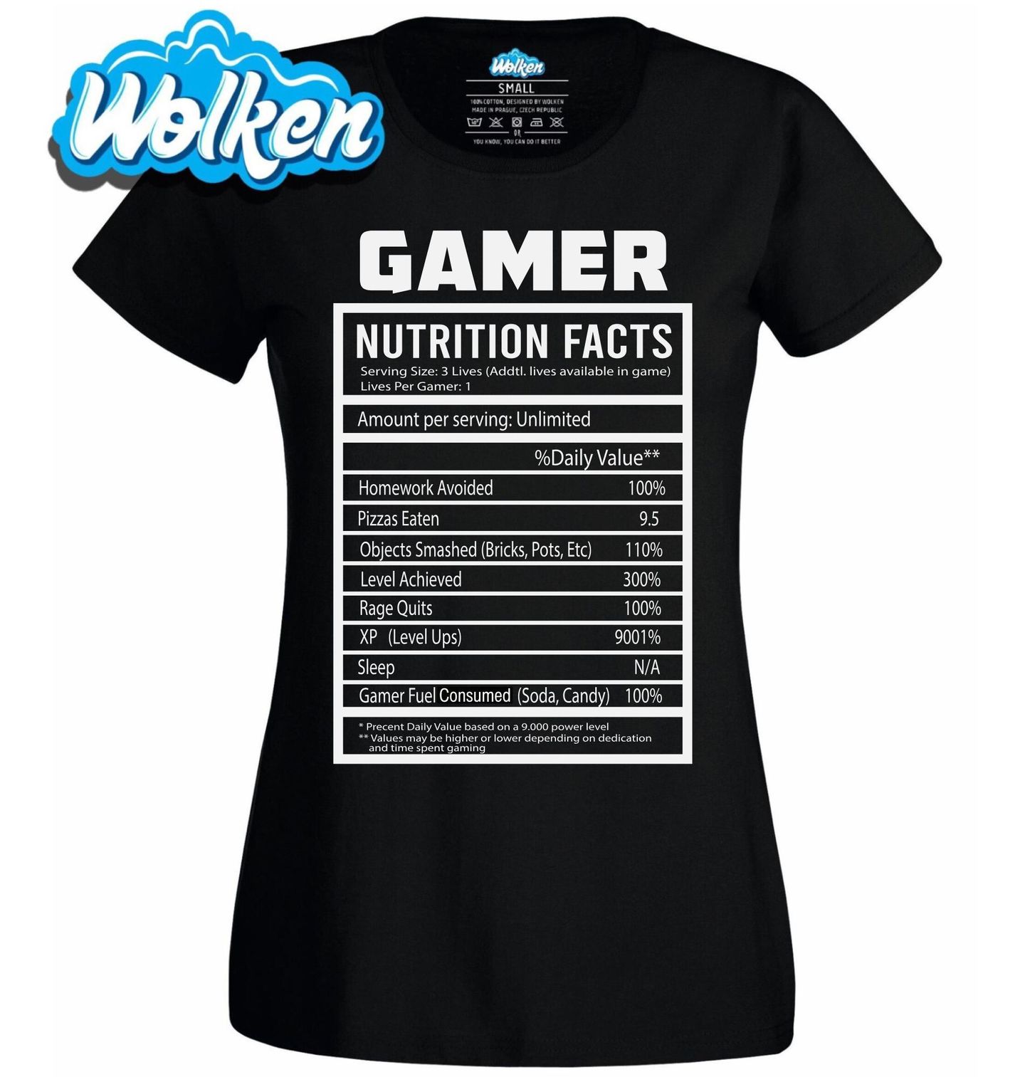 Dámské tričko Nutriční Hodnoty Hráče Gamer Nutrition Facts.jpg