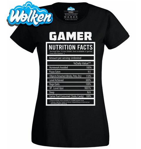 Obrázek produktu Dámské tričko Nutriční Hodnoty Hráče Gamer Nutrition Facts