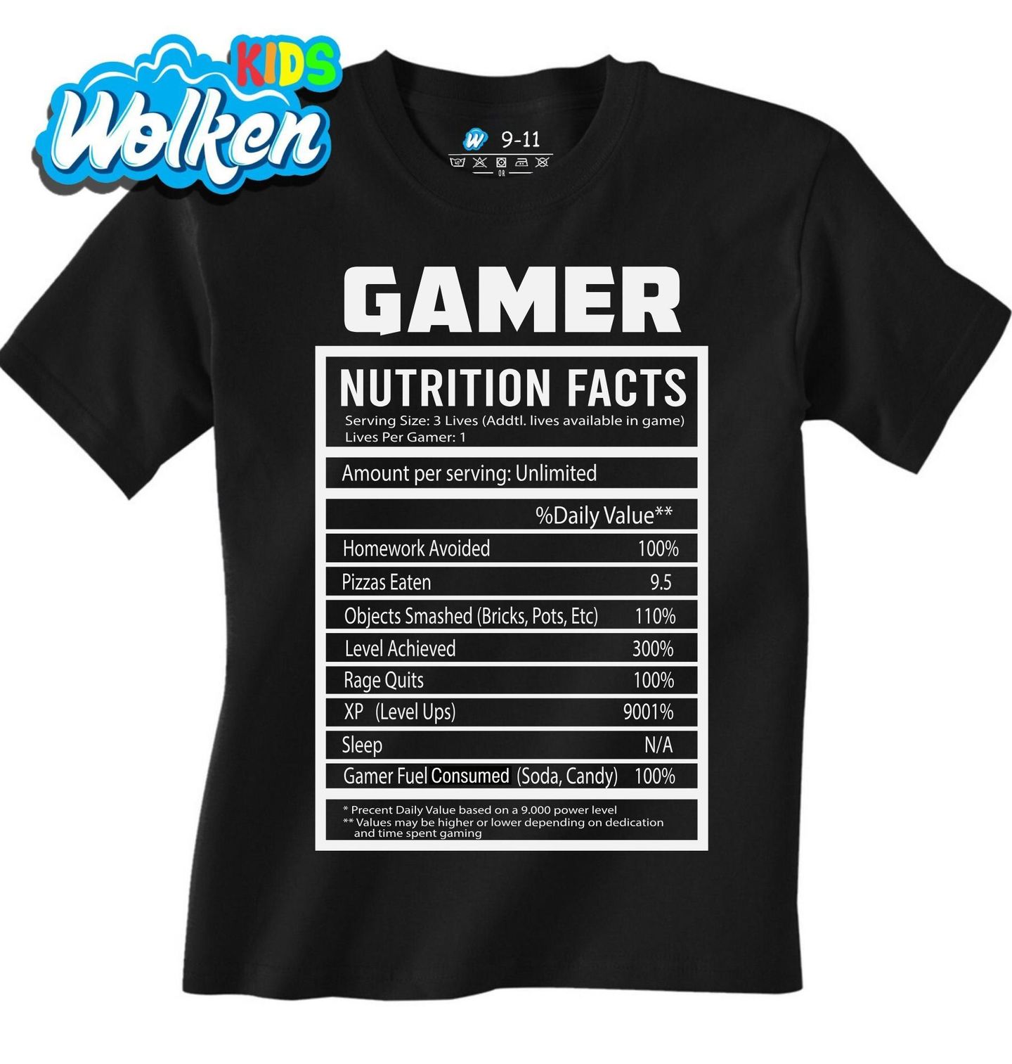 Dětské tričko Sluneční soustava Nutriční Hodnoty Hráče Gamer Nutrition Facts.jpg