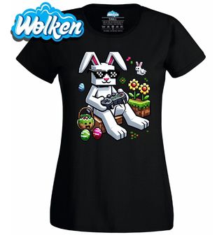 Dámské tričko Velikonoční Zajíc Hráč Gamer.jpg