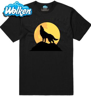 Pánské tričko Vlčí Volání Noci Vlk Vyjící na Měsíc.jpg
