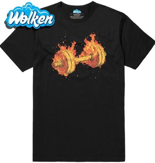 Pánské tričko Činka v Plamenech Fire Dumbbell.jpg