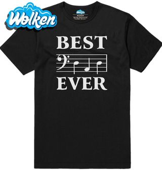 Pánské tričko Nejlepší Táta Basový klíč a noty Best Dad Ever.jpg