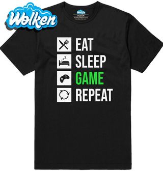 Pánské tričko Jez Spi Hraj Opakuj Eat Sleep Game Repeat.jpg