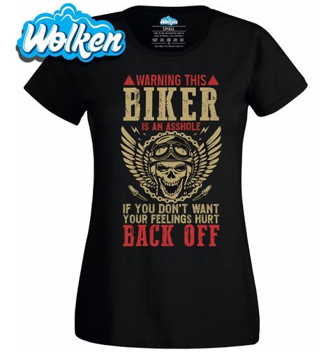 Obrázek produktu Dámské tričko Drsný Motorkář Raději Ustup Warning: Biker Back Off
