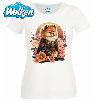 Dámské tričko  Pes Samuraj Pomeranian v Kimonu.jpg