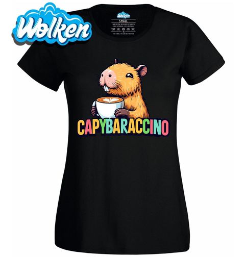 Obrázek produktu Dámské tričko Kapybara s kávou Capybaraccino