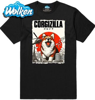 Pánské tričko Japonská Corgizilla útočí Godzilla.jpg